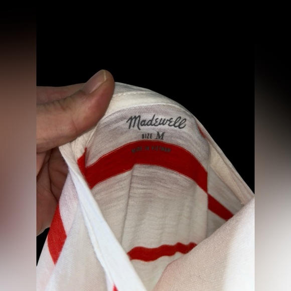 ~ Madewell Striped V-Neck Women's Top Size Medium - Picture 5 of 6